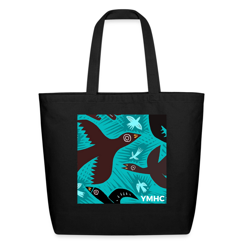 YMHC Birds Eco-Friendly Cotton Tote - black