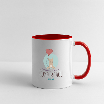 Contrast Coffee Mug - "I will always be here to comfurt you" - white/red