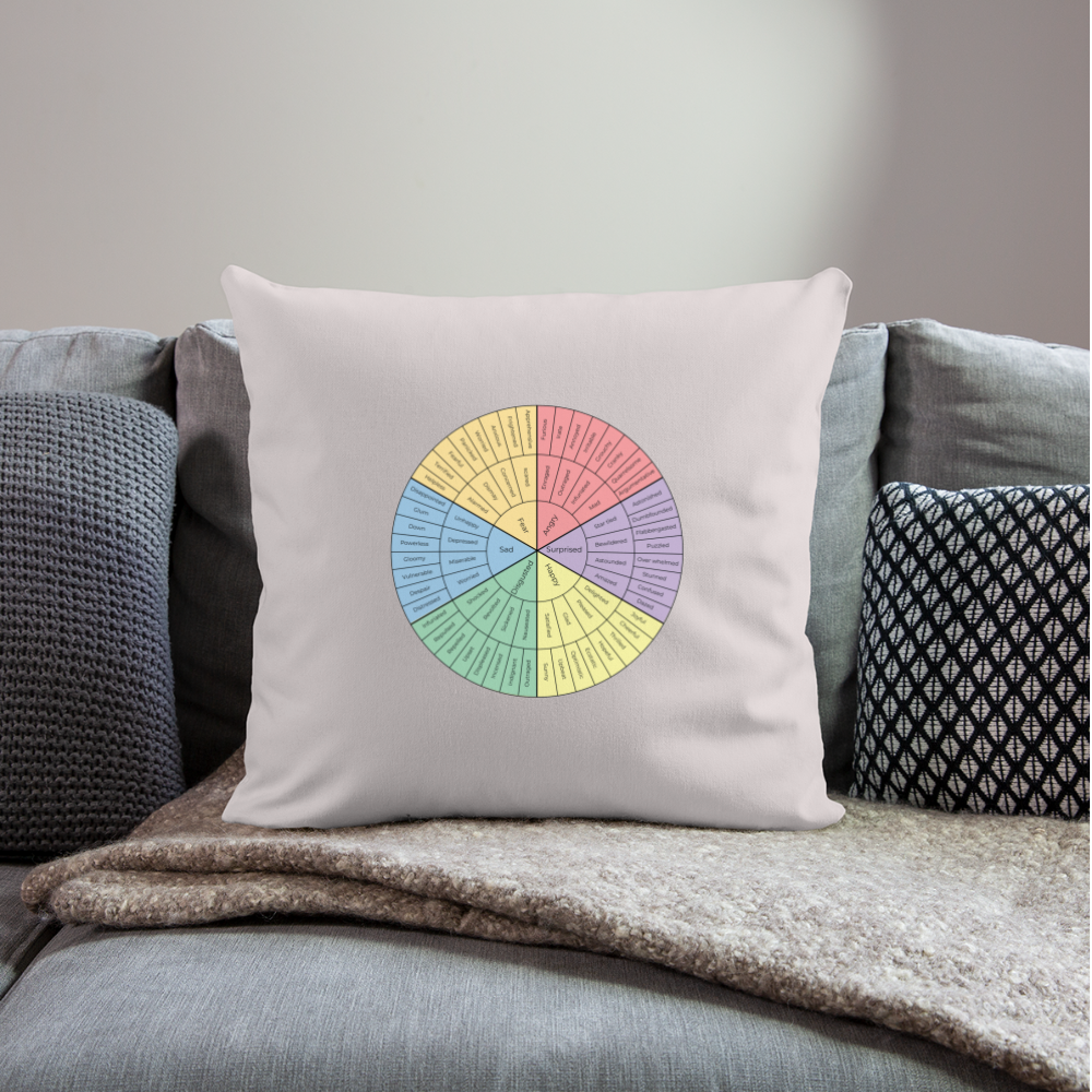 Feelings Wheel Throw Pillow Cover 18” x 18” - light taupe