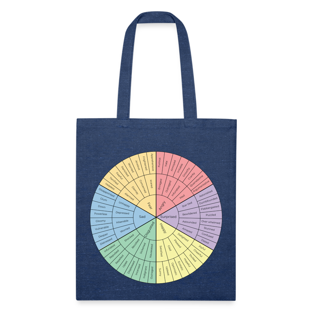 Feelings Wheel Recycled Tote Bag - heather navy