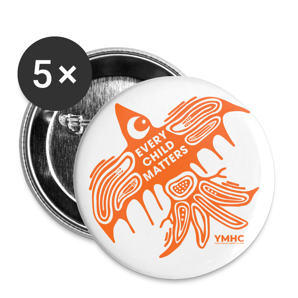 Buttons large 2.2'' (5-pack) - Every Child Matters Orange Bird - white