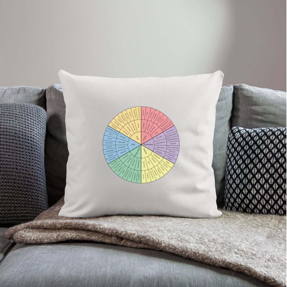 Feelings Wheel Throw Pillow Cover 18” x 18” - natural white