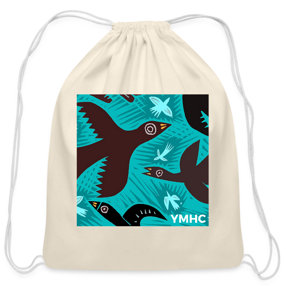 YMHC Birds Cotton Drawstring Bag - natural