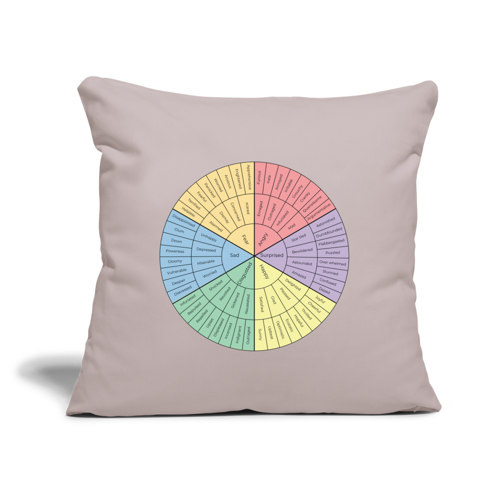 Feelings Wheel Throw Pillow Cover 18” x 18” - light taupe