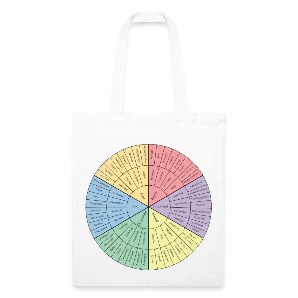 Feelings Wheel Recycled Tote Bag - white